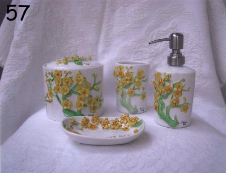 Set de bain fleurs jaunes